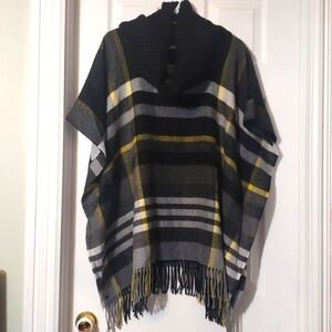 Fraas Tartan Cowl neck poncho NWT